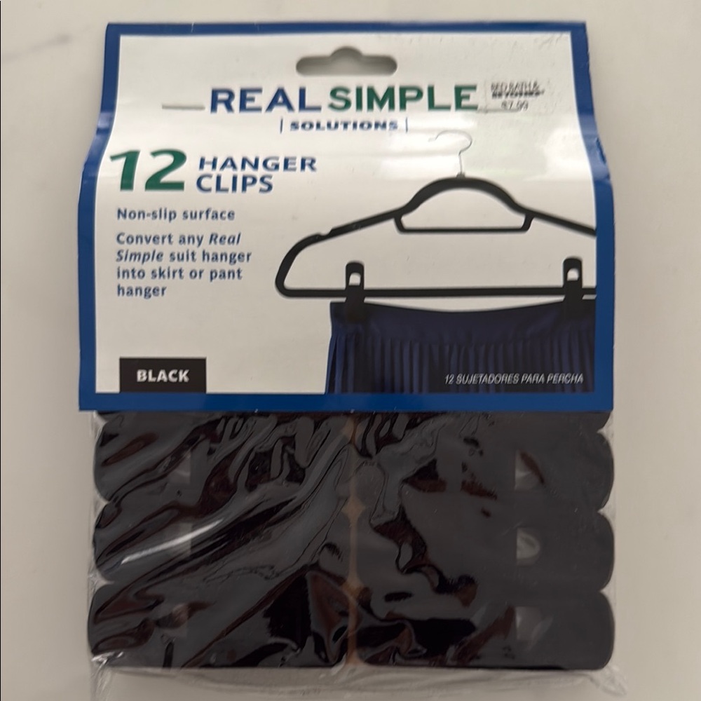 Real Simple Black Hanger Clips - 12 Pack